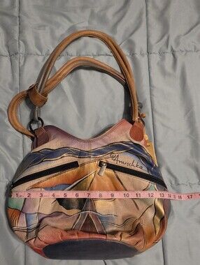 Anuschka Multicolor Hand-Painted Leather Hobo Bag